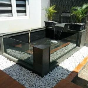 jasa pengerjaan kolam ikan koi + kaca