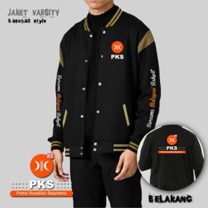 Konveksi JAKET BASEBALL PARTAI PKS TERBARU / BISA CUSTOM SABLON - Hitam, M