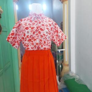 Konveksi seragam batik paud dan TK orange - all size