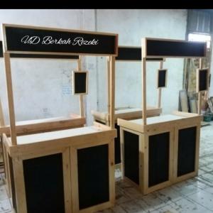 Gerobak portabel/booth stand lipat jati belanda+triplek