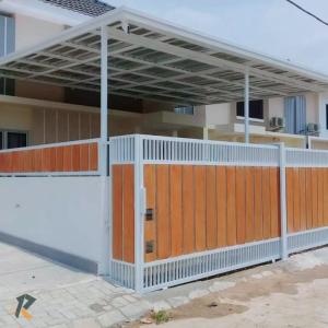 pagar besi rumah dorong minimalis kombinasi besi hollow+GRC/costum