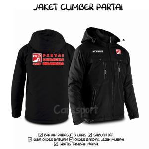Konveksi jaket partai PSI custom bahan parasut tebal semi wf tahan angin keren - HITAM #15PSI, M