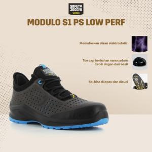 Sepatu Safety Jogger Modulo S1PS Low Perf Grey Sepatu Safety Shoes Kerja Proyek Sporty Nano Carbon Toecap Metal Free Anti Paku ESD - 40
