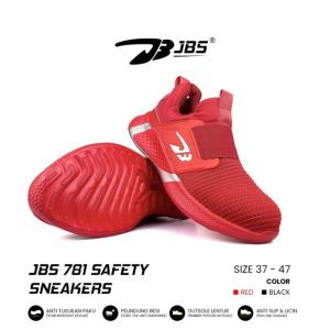 Sepatu Safety Sneakers JBS 781 / Sepatu Pelindung Baja Anti Paku - Merah, 46