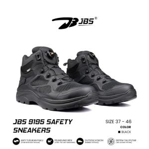 Sepatu JBS 9195 Hitam Besi Black Shoes High Sepatu Safety Sneakers Putar Sepatu Sneakers Safety Pelindung Baja Anti Tusuk Stab Resisten Kevlar - Hitam, 40