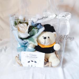 Pembuatan Hadiah Boneka Wisuda/ Graduation Gift/ Kado Wisuda Murah - Biru, Tanpa Boneka