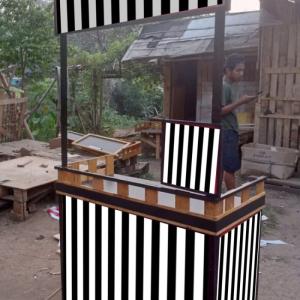 Booth portable gerobak meja bongkar pasang cocok untuk jualan apa saja - Hitam, 80cmx37cmx170cm