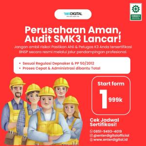 AKREDITASI! WA : 0851-94930-4019 Sertifikasi Ahli K3 Konstruksi Bnsp Kawasan Industri Kendal