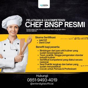 NAIK KELAS! WA: 0851-9493-4019, Sertifikasi BNSP Demi Chef Mataram