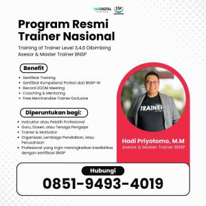 LEGAL! HUB: 0851-9493-4019, Sertifikasi TOT BNSP Level 4 Sukoharjo