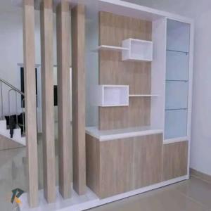partisi ruangan penyekat ruangan hpl lemari hias lemari ruang tam